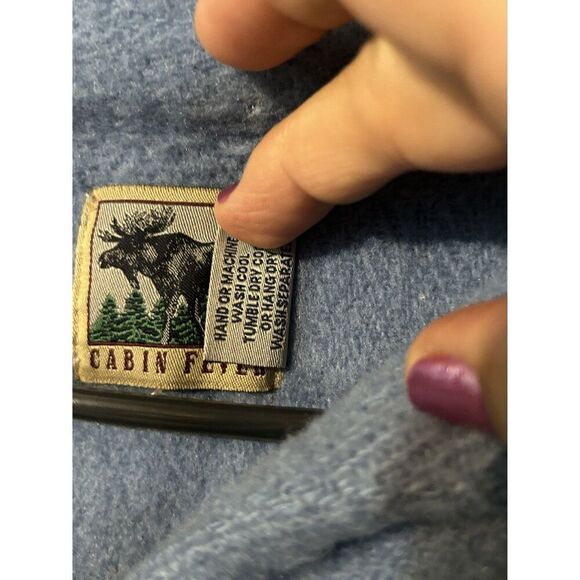 Cabin Fever Blue Fleece Pullover With Bird Embroidery - Cozy & Stylish For Natur - Picture 3 of 4